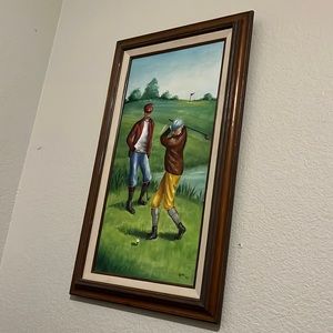 golf oil on canvas vintage